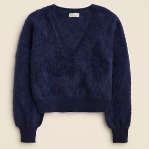 J. Crew brushed cashmere cropped V neck sweater